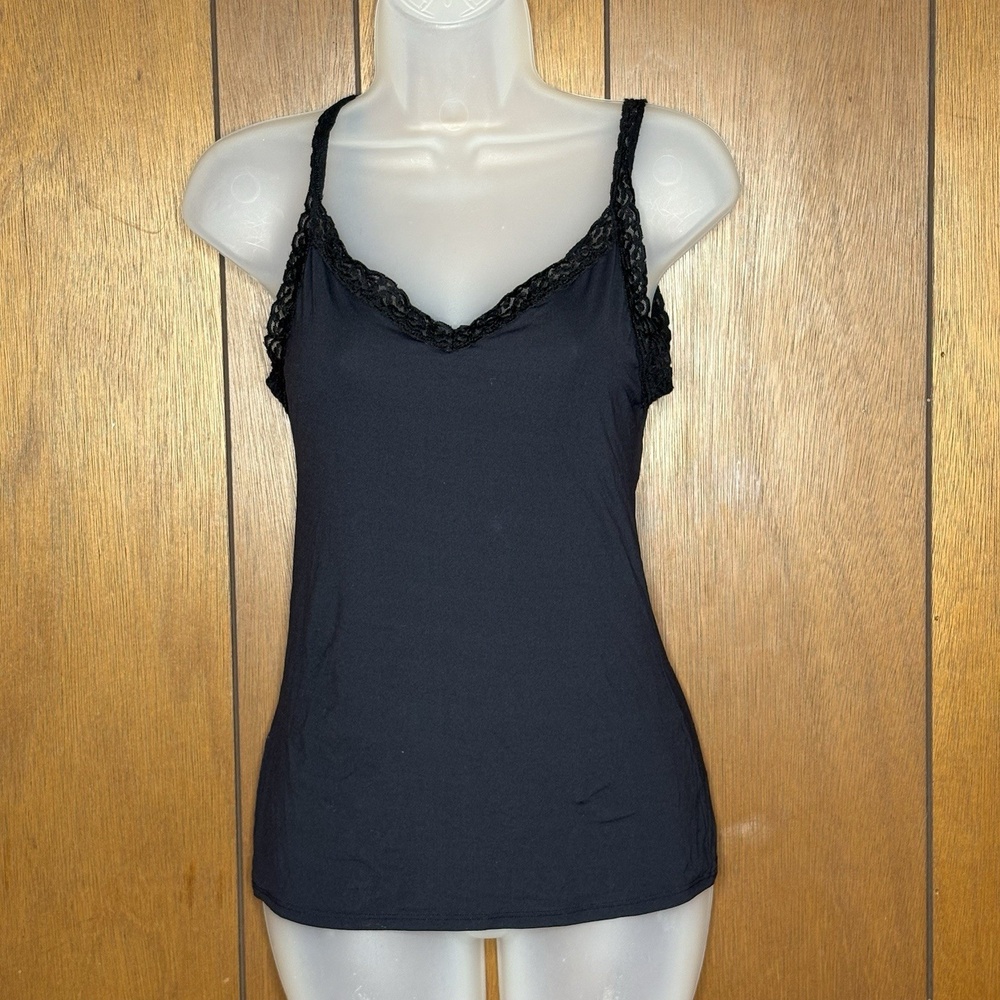 Vanity Fair Camisole Top Women‎ S Black Lace Trim Minimalist Coquette Whimsygoth